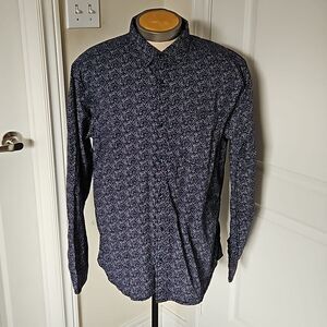 Tailored Recreation Men's Button Down Long Sleeves Cotton Shirt Navy Blue 2XL